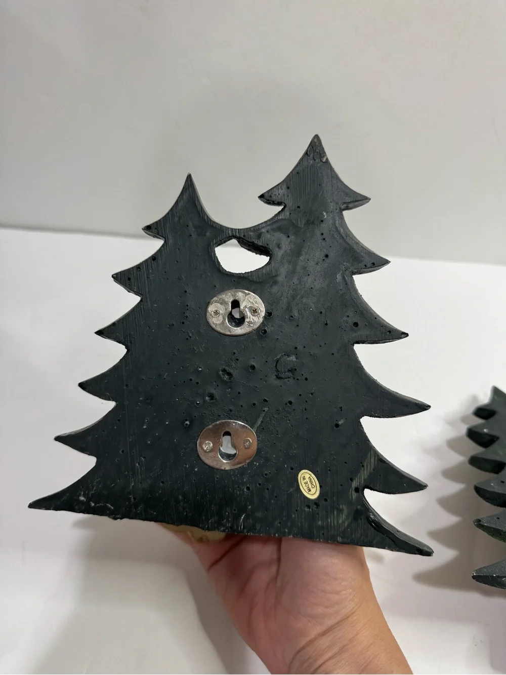 Rustic Resin Bear & Pine Tree Wall Plaques / Bookends - Set of 2